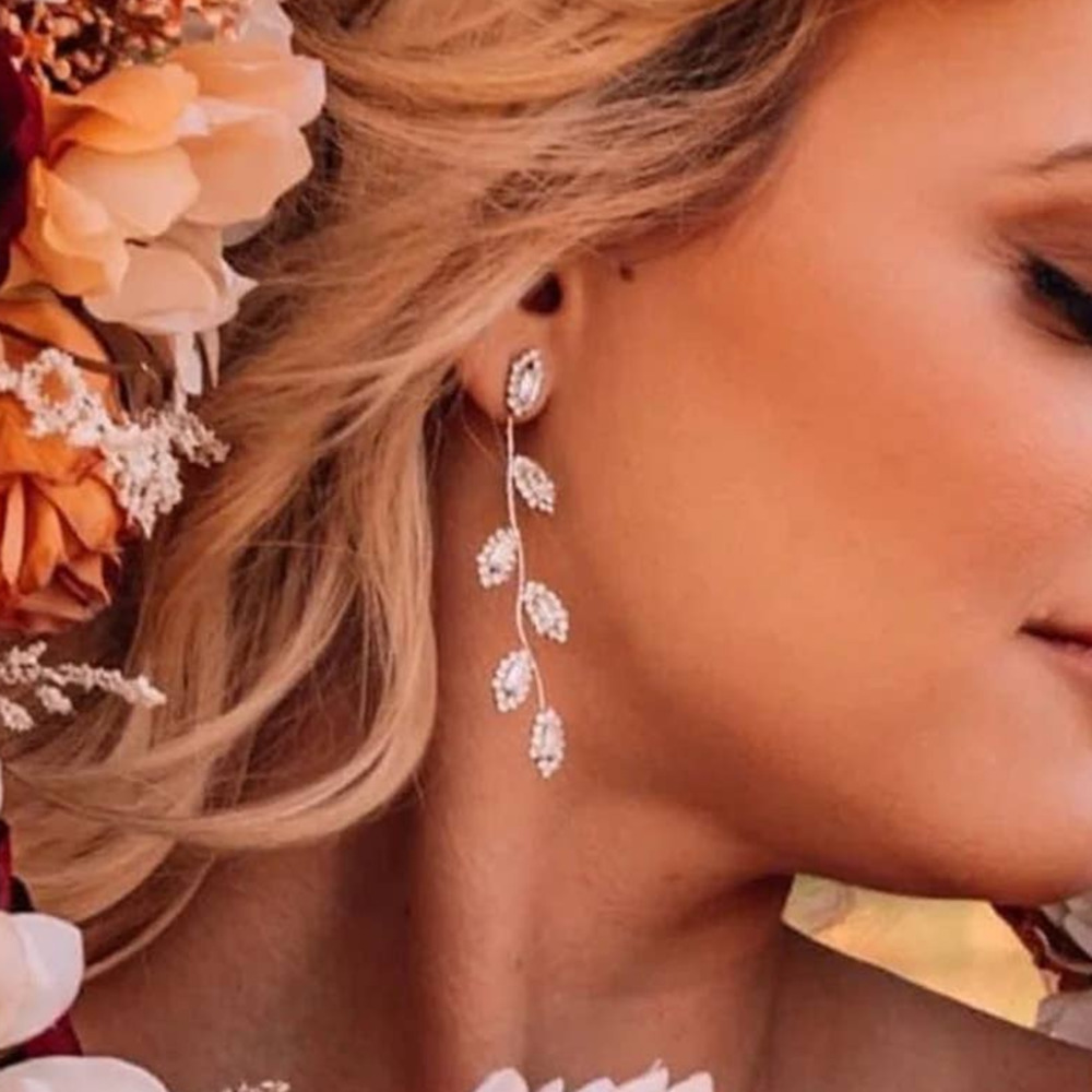 Christian Siriano NY Dangle Leaf wedding prom earrings